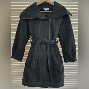 Grey wool wrap boiled coat from Calvin Klein size S Three quarters sleeved.